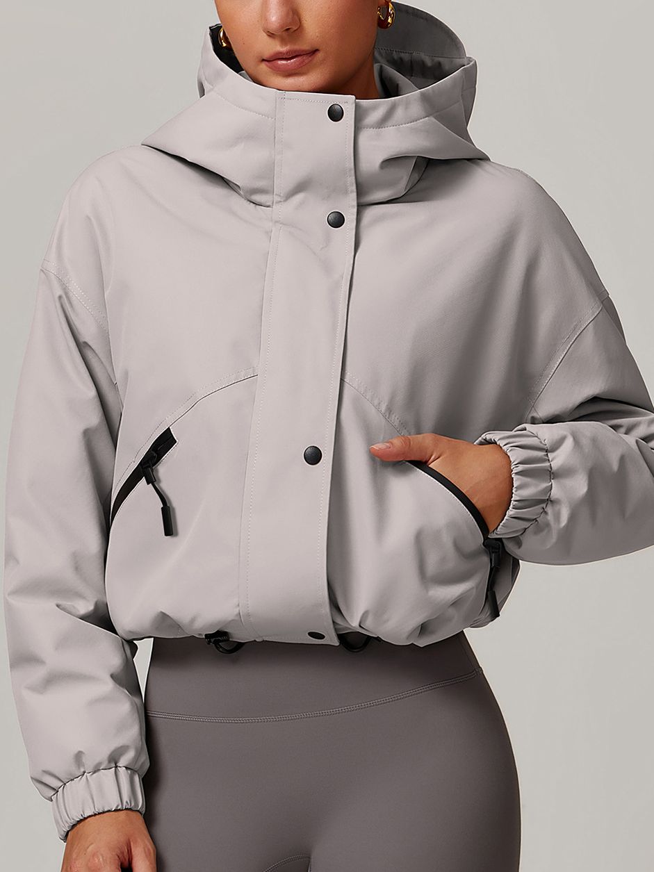 ZASUWA Female Drawstring Pocket Zipper Keep Warm Jackets Coats