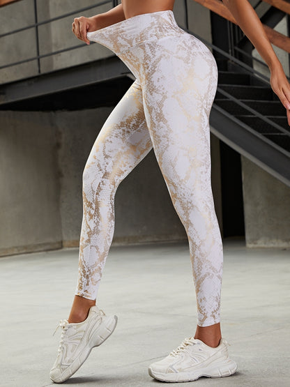 High Waist Bronzed Snakeskin Leggings