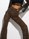 ZASUWA Female Sexy Leopard Print Semi-trasparent Mesh Flare Leggings