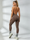 Leopard Print Backless Jumpsuit
