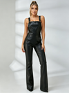 Unique Pocket Leather Short Romper