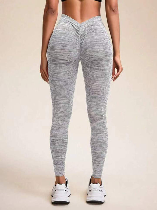 ZASUWA Female Deep V Back Scrunch Bum Seamless Leggings