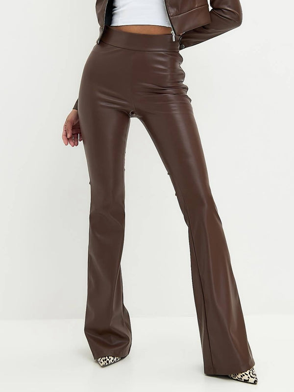 Sexy Faux Leather Flare Leggings