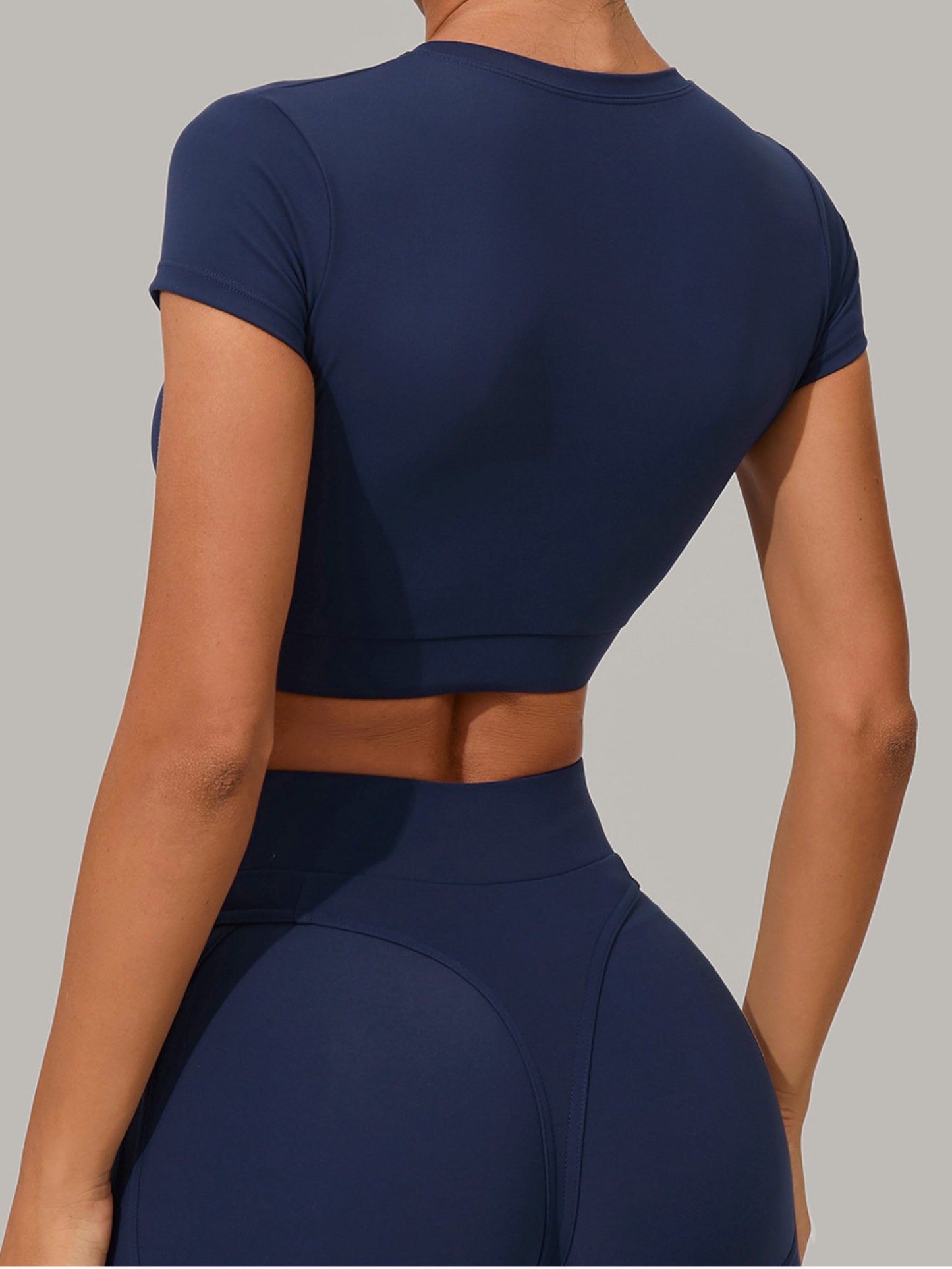 Sexy Round Collar Cropped Short Sleeves
