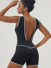 ZASUWA Female Contrast Color V-neck Backless with Chest Pads Romper
