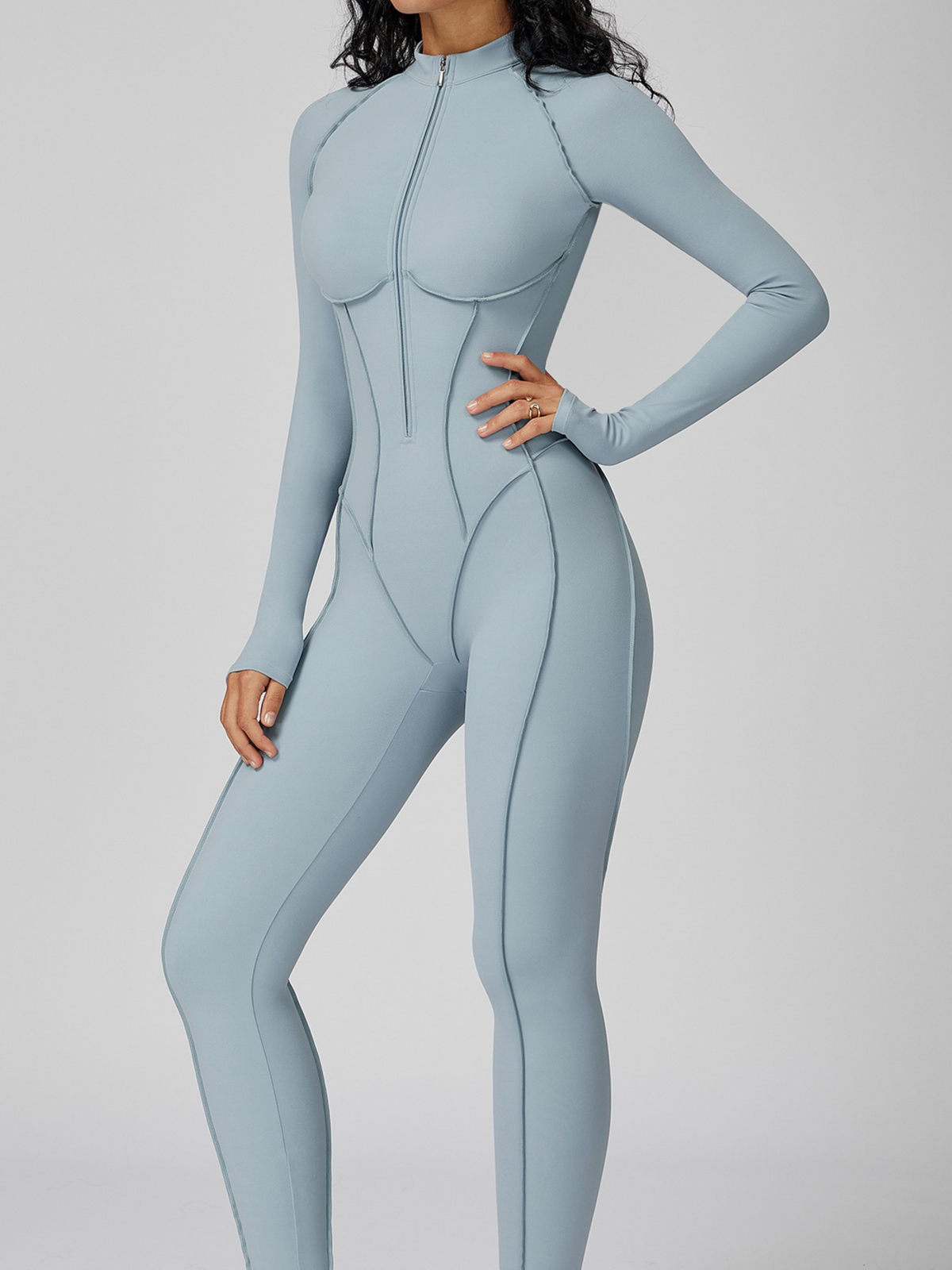 Sexy Zipper Stitch Performance Jumpsuit