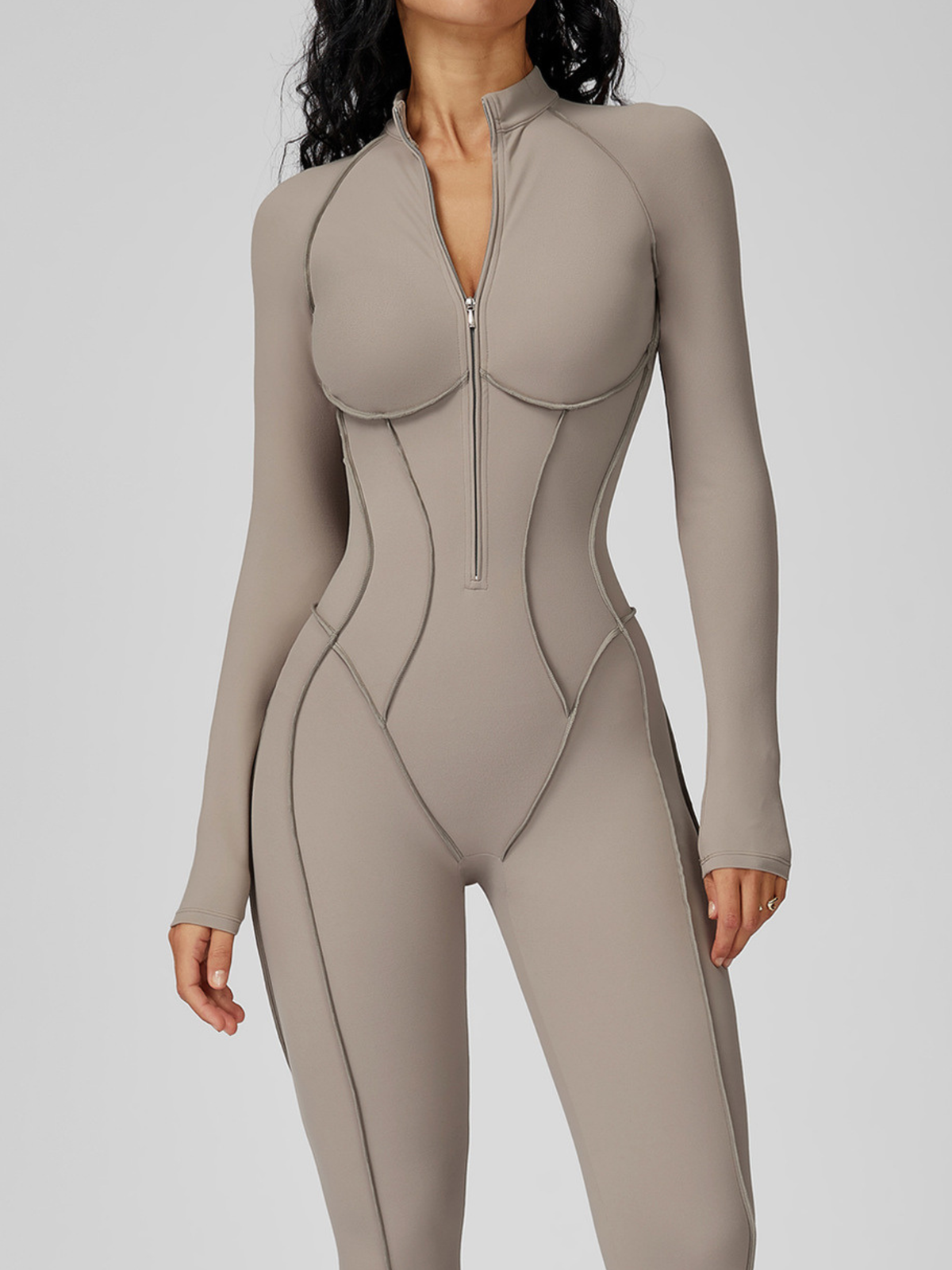Sexy Zipper Stitch Performance Jumpsuit