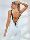 Lace-up Cross Back Short Romper