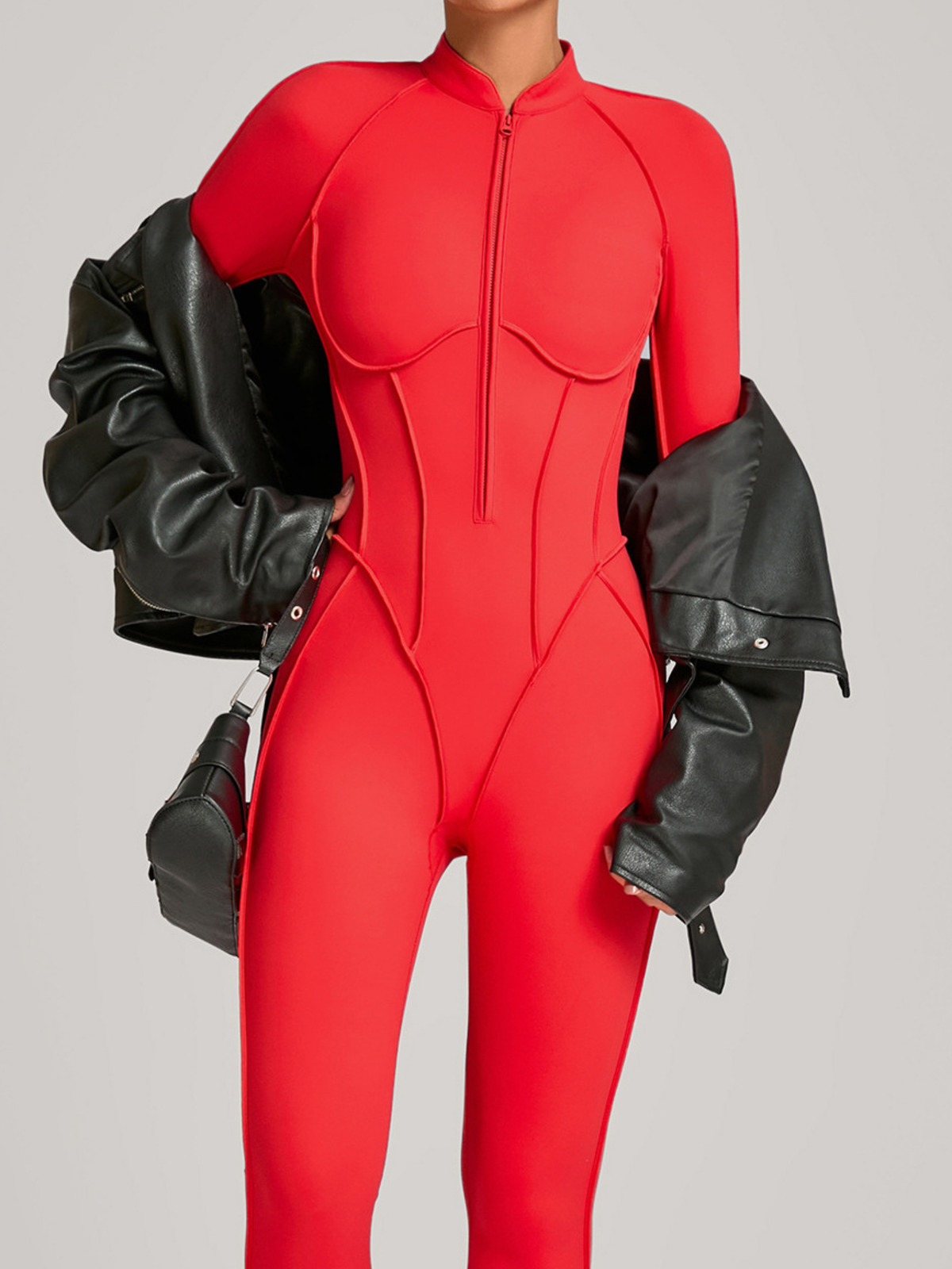 Sexy Zipper Stitch Performance Jumpsuit