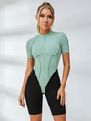 ZASUWA Female Contrast Color Backless Stitch Zipper Short Romper
