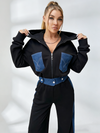 ZASUWA Female Sexy Denim Contrast Color Pocket Casual Tracksuit