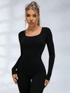ZASUWA Female Cross Back Hollow Out Long Sleeves Jumpsuit