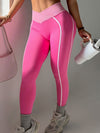 ZASUWA V-shaped Waist Stripe Contrast Color Fitness Leggings