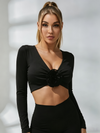 Blumen-Twist-Langarmshirt mit Daumenlöchern