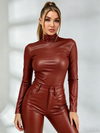 Sexy Glossy PU Faux Leather Long Sleeves