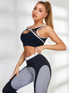 ❤Contrast Color Mesh Cutout Pop Style Tracksuit