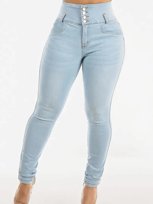 ZASUWA Female Sexy Denim Hip-lift High-waisted Cross Leggings
