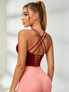 Solid Color Cross Back Shockproof Bras