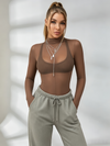 Sexy Sheer Mesh Not Including Inner Wear Long Sleeves