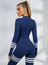 Sexy Contrast Color Stripes Zipper Jumpsuit