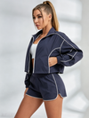 Contrast Color Zipper Pocket Casual Loose Quick Dry Jackets