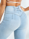 ZASUWA Female Sexy Denim Hip-lift High-waisted Cross Leggings