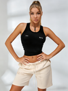 ZASUWA Female Crop Top Pocket Shorts 2-Pieces Short Tracksuit