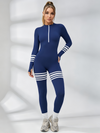 Sexy Contrast Color Stripes Zipper Jumpsuit