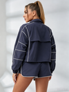 Contrast Color Zipper Pocket Casual Loose Quick Dry Jackets