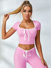 ZASUWA Female Contrast Color Lace-up V-shaped Waist Folds Tracksuit