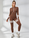 Sexy Contrast Color Stripes Zipper Jumpsuit