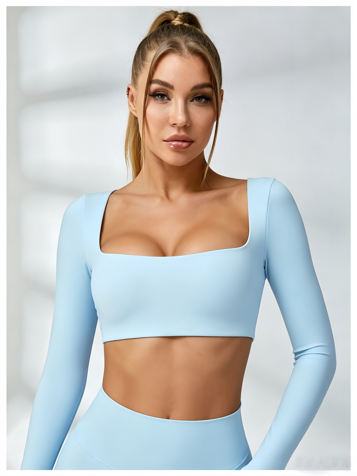 Square Collar Cropped Long Sleeves