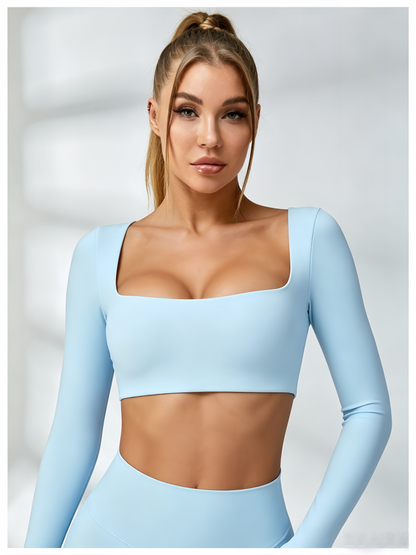 Square Collar Cropped Long Sleeves