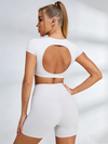 ZASUWA Female V Collar Backless V-shape Waist Hip-lift Short Tracksuit