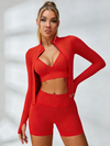 ZASUWA Female Deep V Back Seamless High-rise Short Tracksuit