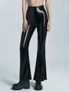 ZASUWA Female Sexy Faux Leather Flare Leggings