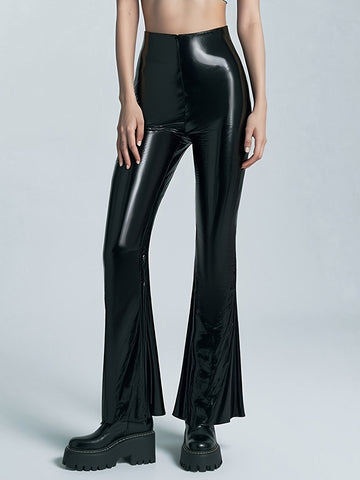 ZASUWA Female Sexy Faux Leather Flare Leggings