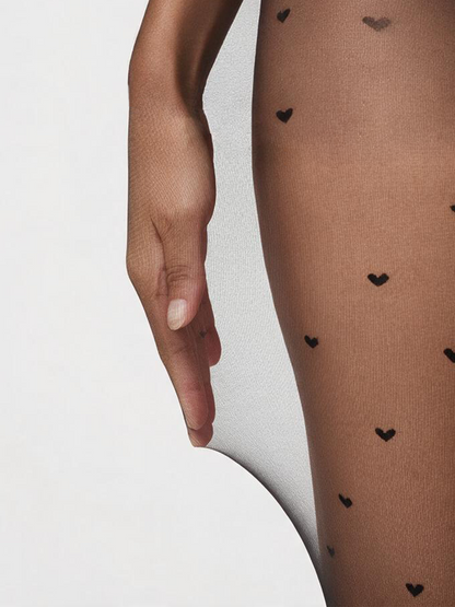Sheer Heart Dot Tights