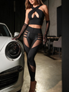“Stitching Sexy” Cutout Mesh Zipper Leggings