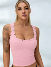 Solid Color Square Collar With Metal Tank