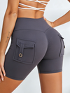 ZASUWA Female Elastic Hip Lifting Spandex Gym Cargo Booty Shorts
