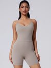 ZASUWA Female Backless Solid Color Elastic Tight Romper