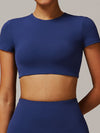 ZASUWA Female Solid Color Backless with Pads Cropped Short Sleeves