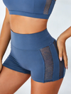 ZASUWA Female Sexy Mesh Stitching Cutout Spandex Gym Booty Shorts