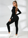 Cross Back Hollow Out Long Sleeves Jumpsuit