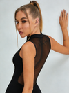 ❤ZASUWA Female Sexy Sheer Mesh Back Deep V Back Scrunch Bum Zipper Jumpsuit