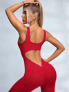 ZASUWA Female  Deep V Back Ribbed Jumpsuit