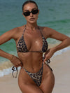 ZASUWA Female Sexy Leopard Print Mesh 4-Pieces Bikini Set
