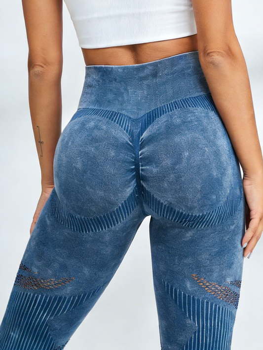ZASUWA Female Denim Scrunch Bum Quick-dry Seamless Leggings