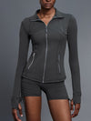 ZASUWA Female Sexy Zipper Pocket Thumbhole Jacket